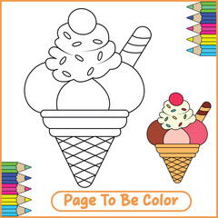 Adorable Ice Cream Vector Coloring Page
