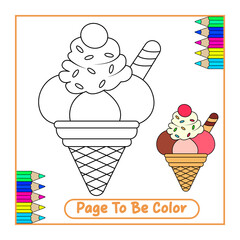 Adorable Ice Cream Vector Coloring Page