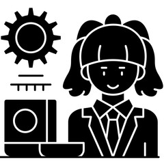 Lady Worker Icon Vector Element