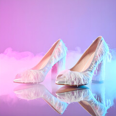 Naklejka premium Elegant Feathered High Heels for Special Occasions