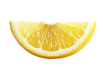 Juicy lemon slice vibrant yellow citrus wedge isolated on black background perfect for refreshing summer on transparent background