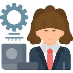 Lady Worker Icon Vector Element