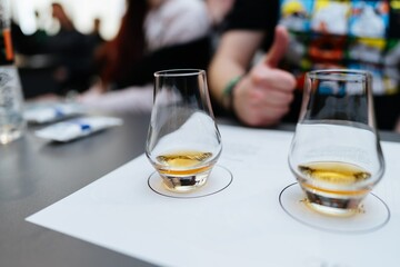 Spectacular whiskey tasting experience at an artisanal festival in autumn