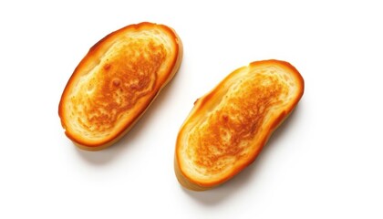 Two golden-brown, oval-shaped pastries