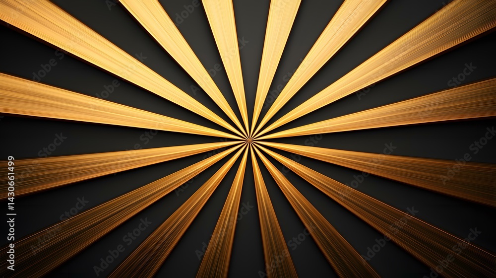 Poster the image contains a sunburst pattern of golden, textured lines radiating from a central point again