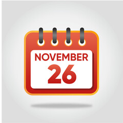 November 26 Calendar Illustration