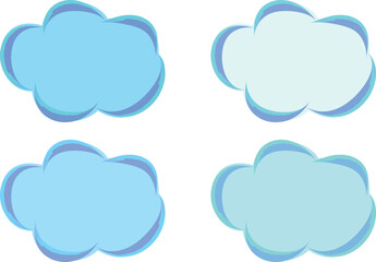 light blue green colorful abstract brush stroke doodle sketch clouds set