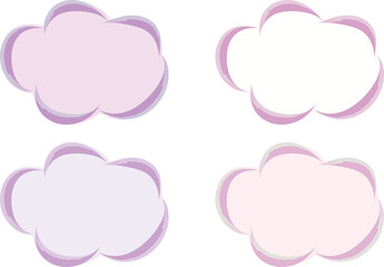 light purple pink colorful abstract brush stroke doodle sketch clouds set
