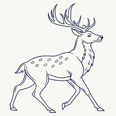 Deer with Antlers Line Sketch