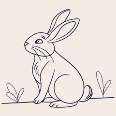 Rabbit Sitting Line Drawing