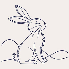 Rabbit Sitting Line Drawing