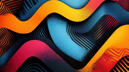 Vibrant abstract patterns in bold colors creating a dynamic visual flow.