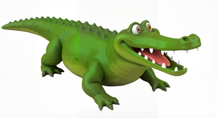 Fototapeta premium Cartoon crocodile character smiling and ready to play 