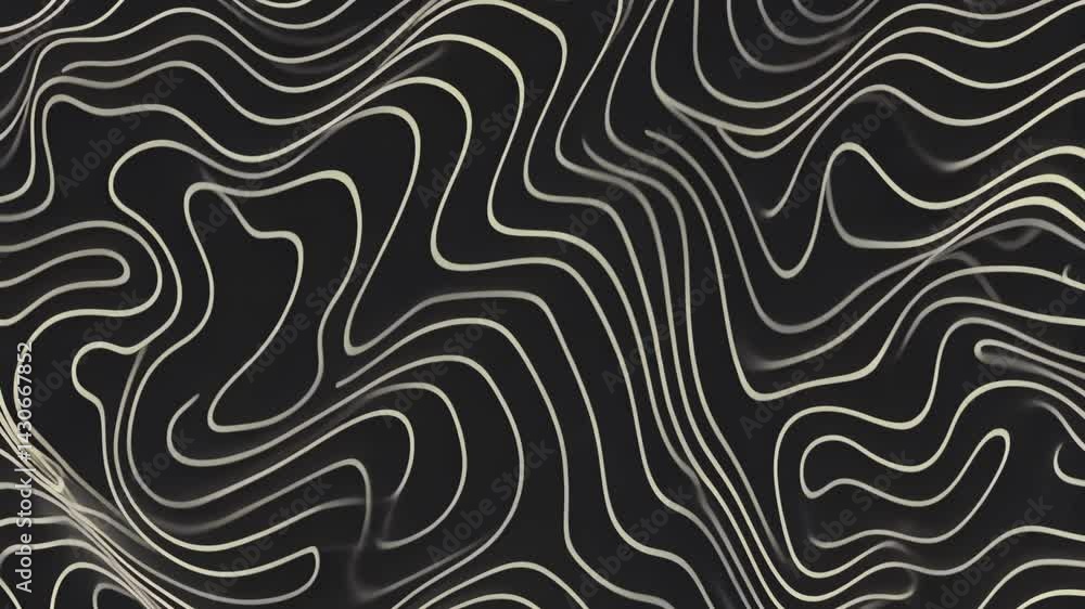 Poster beautiful black background with flowing white lines creating intricate wave patterns for a captivati