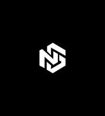 Abstract Hexagon  NG or GN Monogram Logo Design, Modern, Minimalist, White
