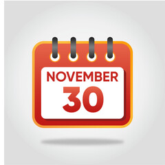 November 30 Calendar Illustration