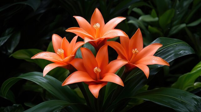 Fototapeta large tropical flowers in a colorful garden