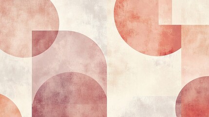 Abstract geometric pattern with soft pink and beige transparent overlapping layers, minimalist Scandinavian design style, 8K HD background for modern elegant creative projects.