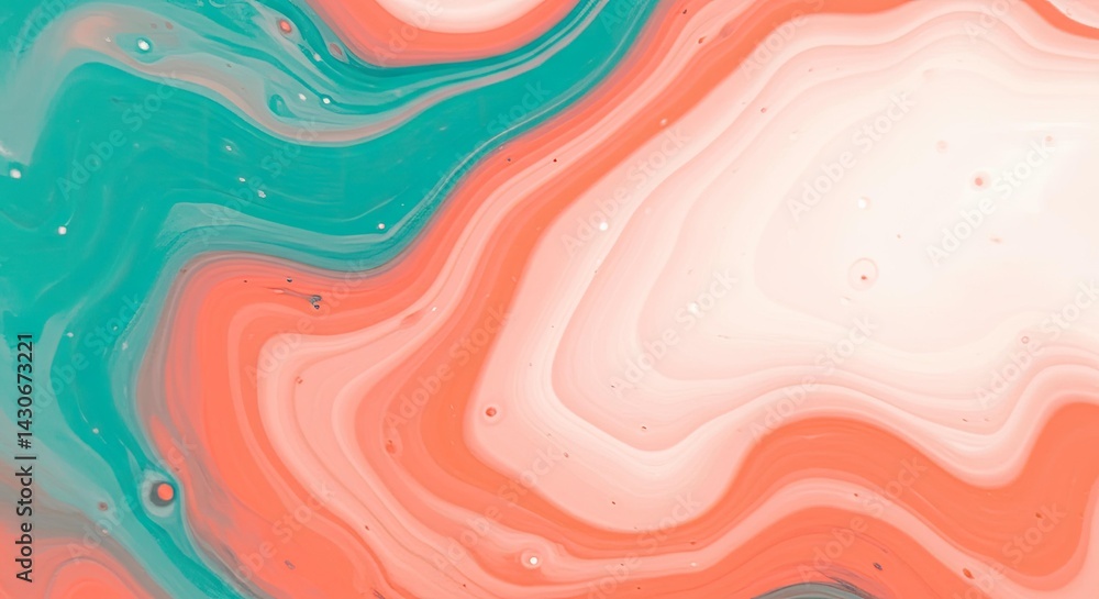 Poster fluid abstract background teal coral white blend colors movement artistic gentle flowing vibrant pat