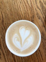 cup of coffee on a wooden table