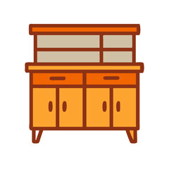 Retro Furniture Cabinet Vector Illustration on Black Background