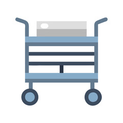 Blue Hospital Cart with Box on Black Background