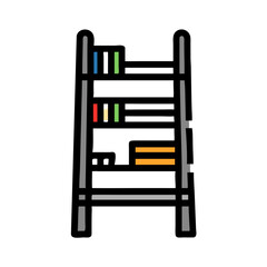 Stylish minimalist grey bookcase on a plain black background