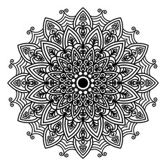 Round lace mandala with floral ornament and ethnic decorative pattern