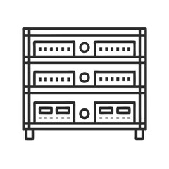 Server Rack Line Icon for Data Center