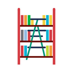 Illustration of a Red Bookshelf with Colorful Books