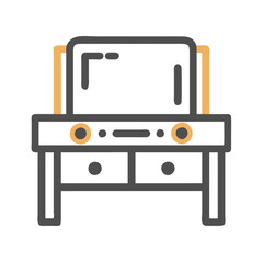 Modern vanity table icon with mirror and drawers