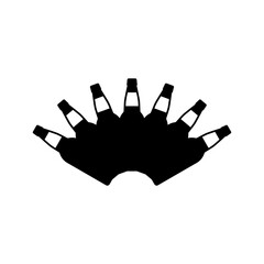 Silhouettes of beer bottles together. Bottles of beer combined into one silhouette. Vector drawing and illustration on white background. 