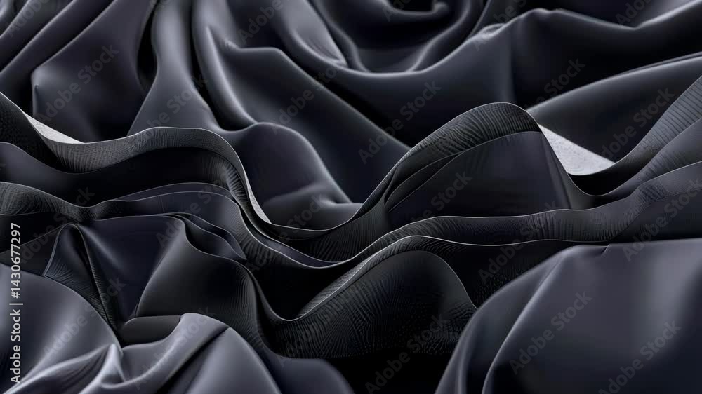 Poster observe the intricate ripples and folds of black fabric showcasing its elegant texture and dynamic m