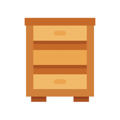 Wooden Cabinet with Drawers on Black Background Illustration