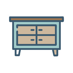 Cute dresser with drawers, simple furniture icon style