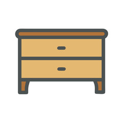 Illustration of nightstand with two drawers, furniture item