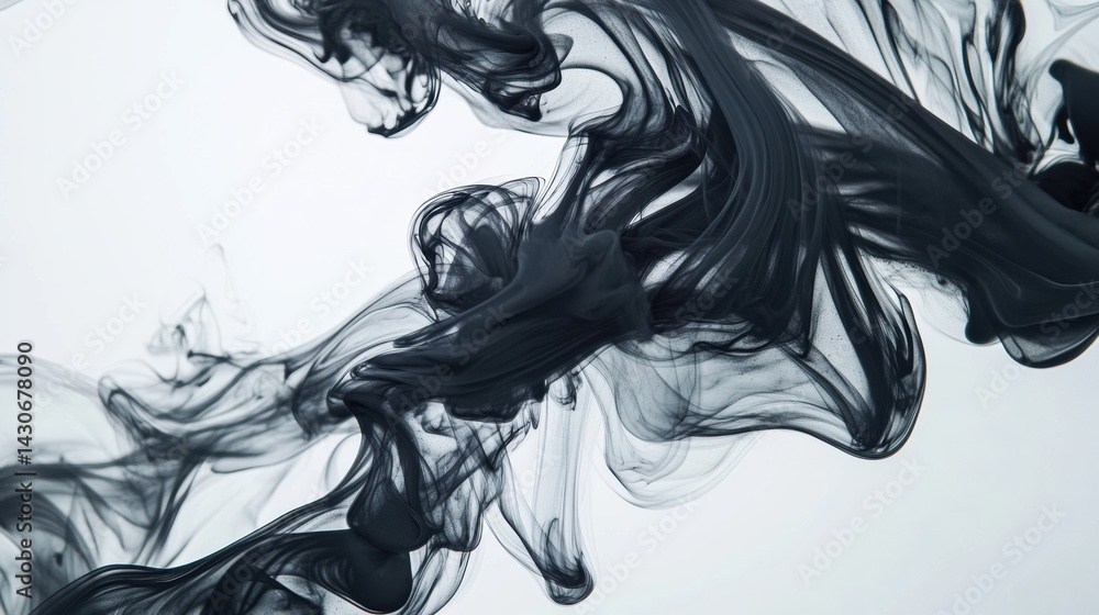 Aufkleber ink swirls gracefully in water creating elegant shapes against a bright background generative ai