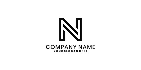 Modern N letter logo design with minimalist lines and style