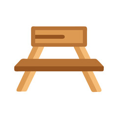 Cartoon Picnic Table, outdoor seating, isolated on black