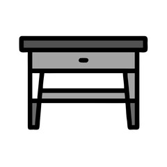 Modern Minimalist Desk Illustration with One Drawer Element