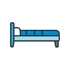 Blue Bed Icon Illustration on a Black Background
