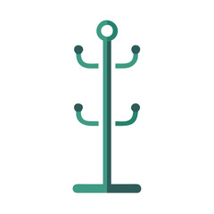 Turquoise Coat Rack Illustration Isolated on Black Background