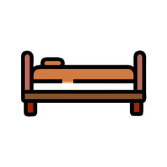 Minimalist Bed Design Icon on Black Background Design