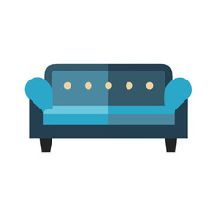 Stylish Blue Sofa Illustration with Minimalist Design Elements