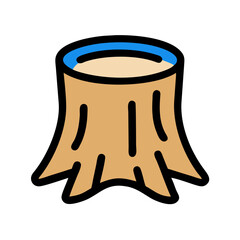 Stylized Tree Stump Illustration in Brown and Blue