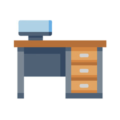 Isolated vector desk with computer monitor icon illustration