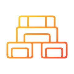 Illustration of three orange cinder blocks on black