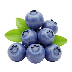 Obraz premium Fresh blueberries with leaves isolated on white isolated on white background