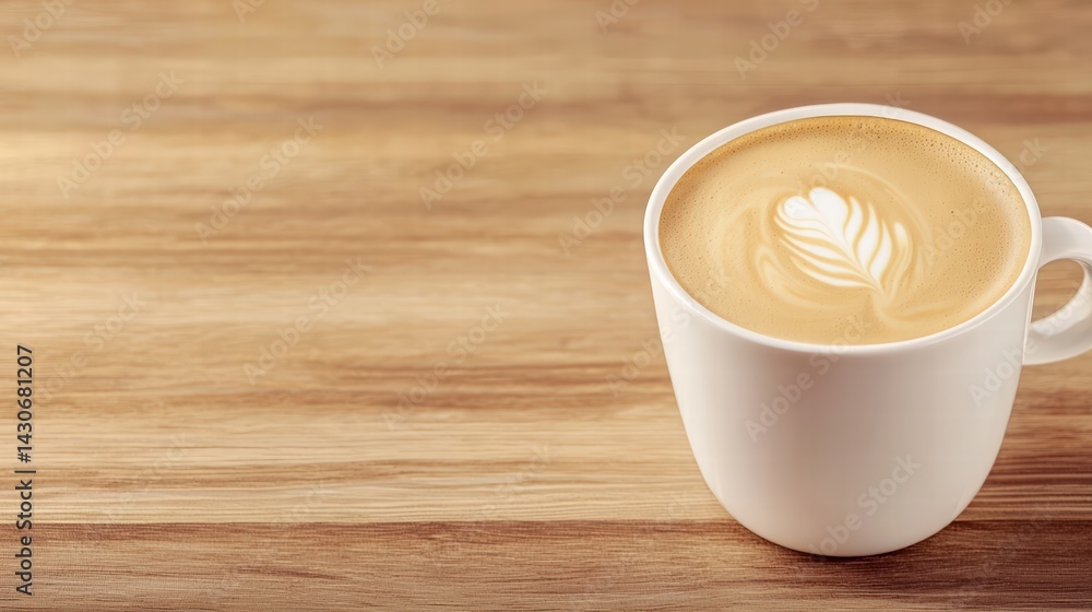 Poster elegant cup of coffee resting on a table surrounded by a minimalistic and contemporary setting