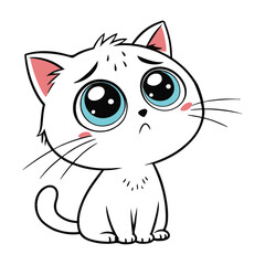Obraz premium Cute Cartoon Cat Illustration with Baby Kitten Doodle Vector